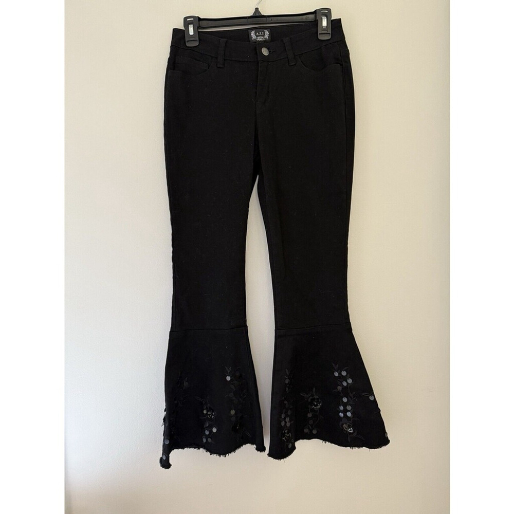 AZI Jeans Size 2 Black Beaded Embellished Fairy Grunge Whimsygoth Flared Jeans
